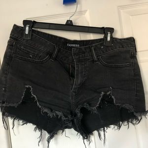 Express black denim shorts